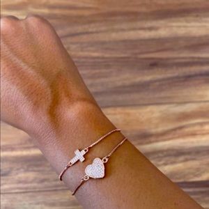 Rose Gold cross and heart bracelet